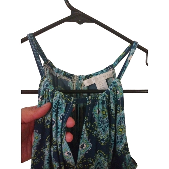 London Times Halter Paisley Geo Design w. Keyhole Front/Back BoHo Maxi Dress 6 - Picture 3 of 8